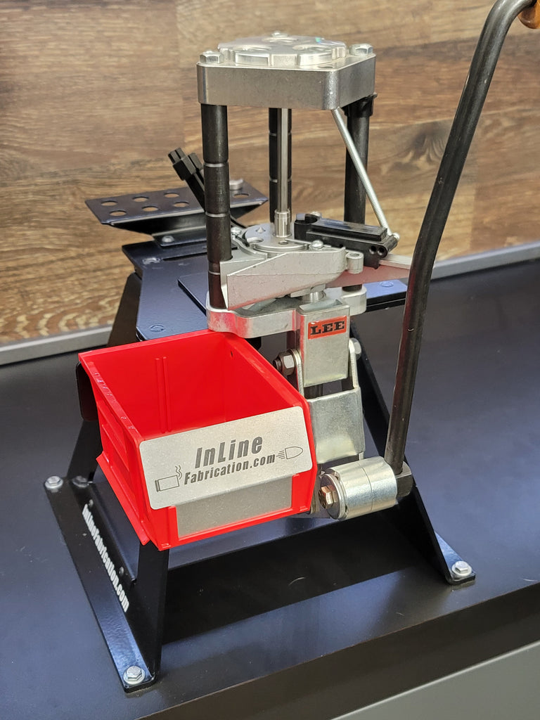 Output bin bracket for 2018 LEE Value turret, 2018 PRO1000, LEE Reloader press.