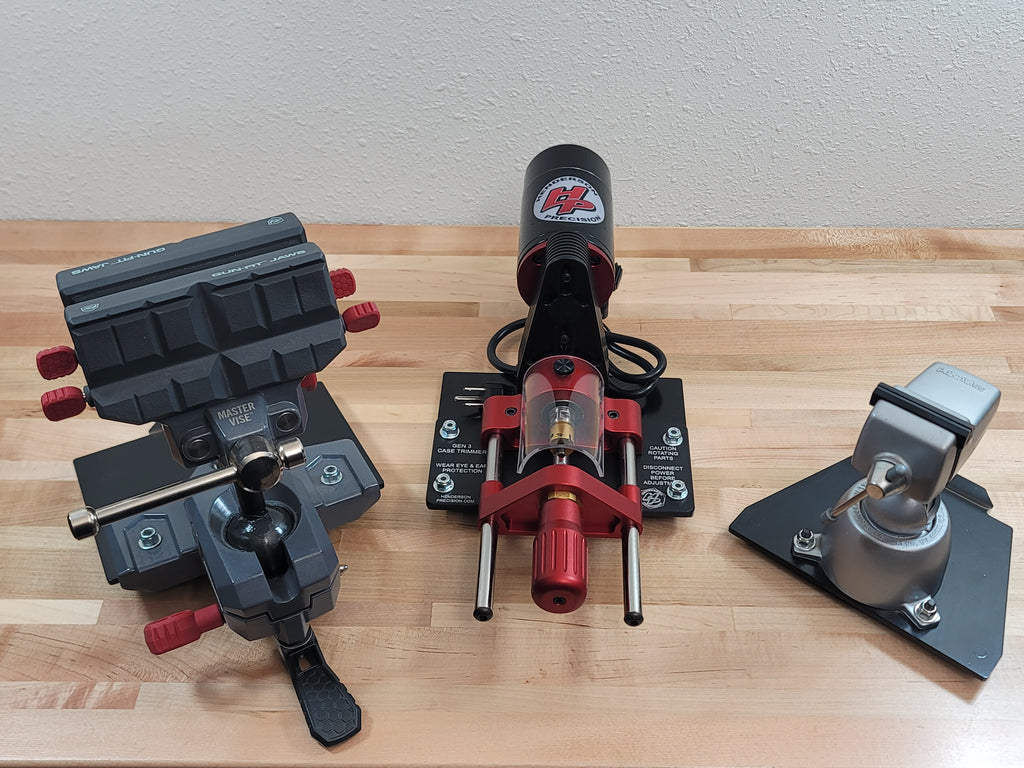 Quick change top plates for vises, barrel vises, case trimmers, etc