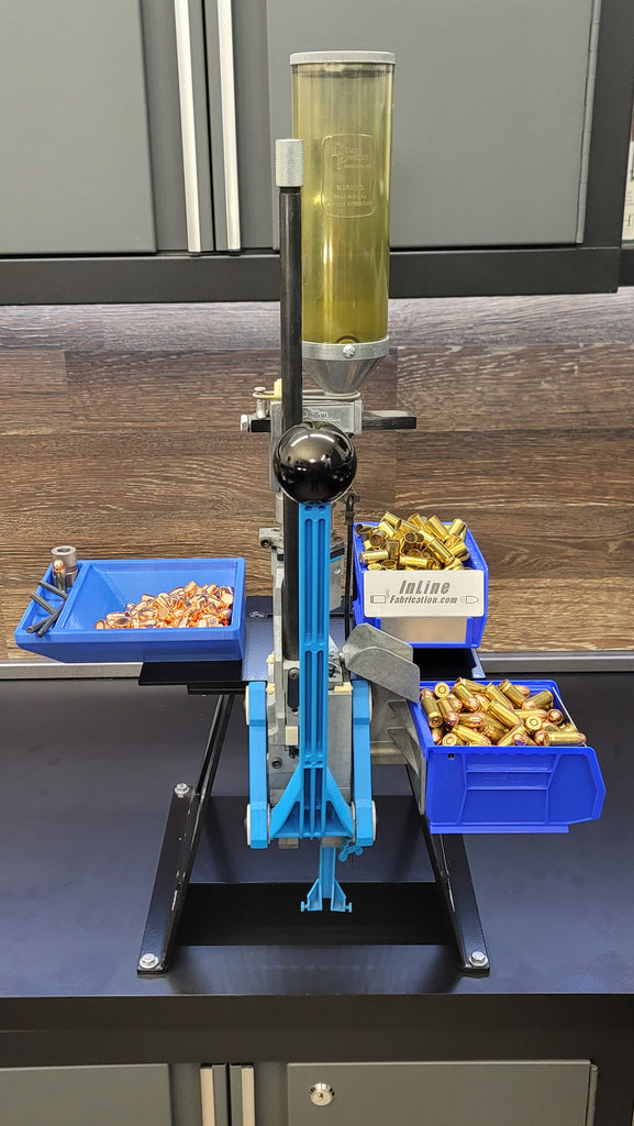 Accessory Plate for Dillon Square Deal B press w/ Blue Bin & Bin Barrier