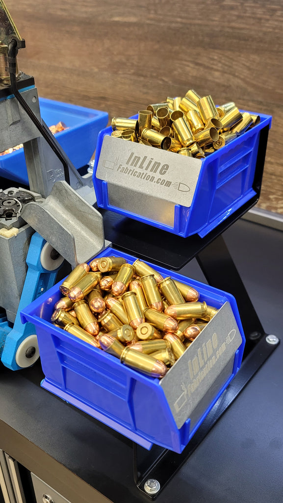 Accessory Plate for Dillon Square Deal B press w/ Blue Bin & Bin Barrier