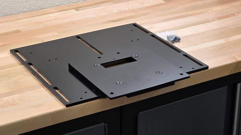 "Railplate" mounting solution for benches with embedded Rails / T tracks