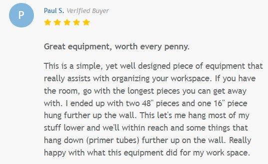 InLine Rail wall organizer system. 48" rail.