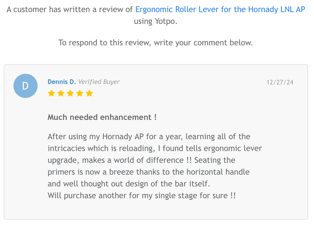 Ergonomic Roller Lever for the Hornady LNL AP