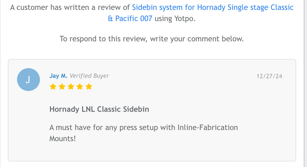 Sidebin system for Hornady Single stage Classic, Classic Pro & Pacific 007