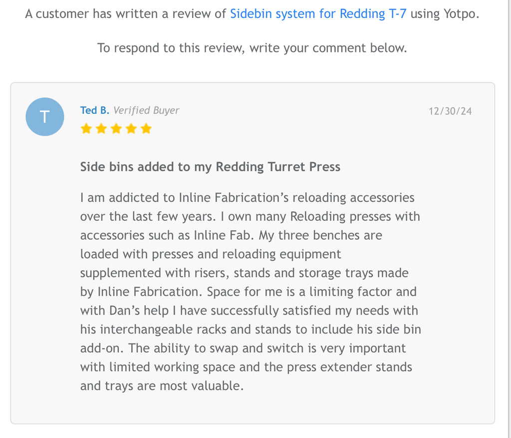 Sidebin system for Redding T-7 T7