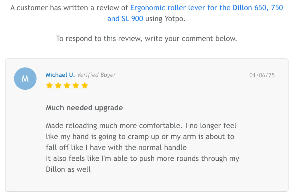 Ergonomic Roller Lever for Dillon XL 650, XL 750 and SL 900 presses