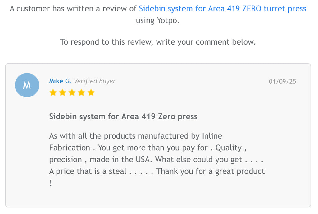 Sidebin System for Area 419 ZERO Turret press