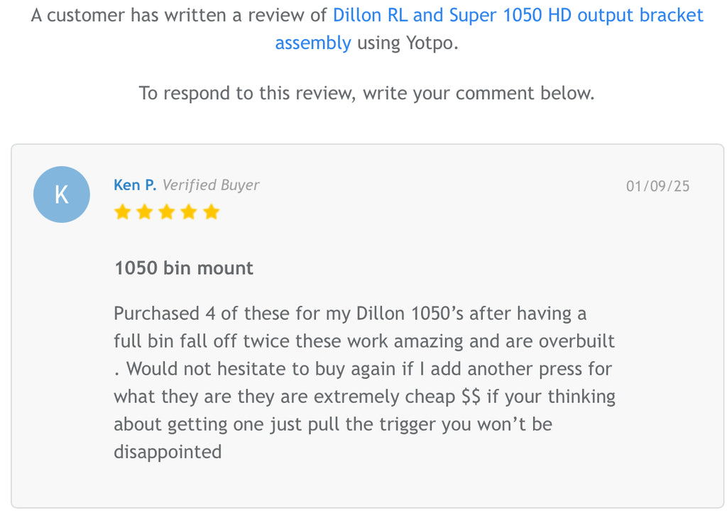 Output Bracket Assembly (V2) for Dillon RL 1100 and CP 2000 presses (RL1100, CP2000)