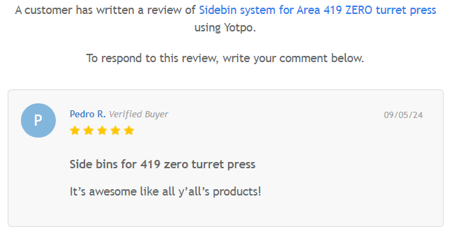 Sidebin System for Area 419 ZERO Turret press