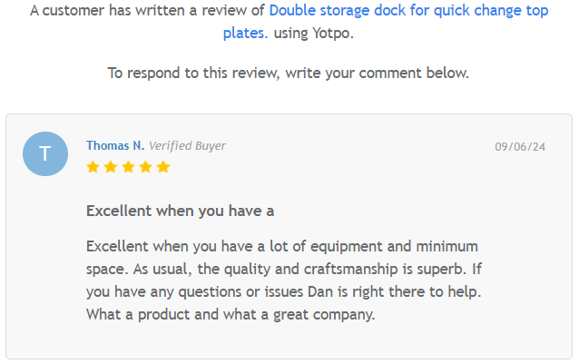 Double Storage Dock for Quick Change Top Plates