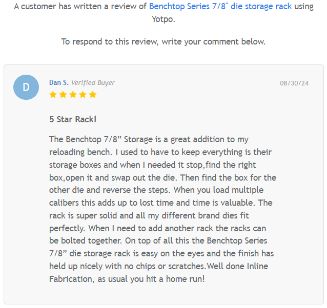 Benchtop Series 7/8" Die Storage Rack