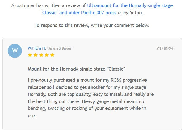 Ultramount™ Press Riser for Hornady Lock-N-Load "Classic" Single Stage press and older Hornady/Pacific 007 press