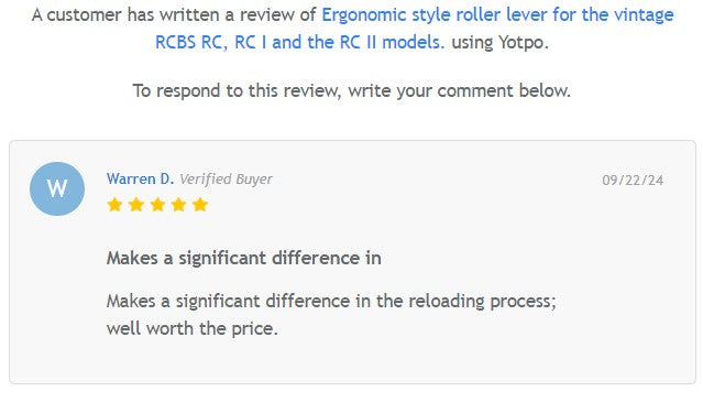 Ergonomic style roller lever for the vintage RCBS Rockchucker, RC I and the RC II & A3 press