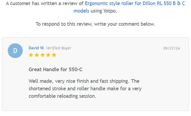 Ergonomic Roller Lever for Dillon RL 550 B & C presses and Dillon RL 450 press