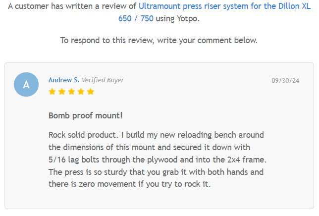 Ultramount™ Press Riser for Dillon XL 650 and XL 750 presses