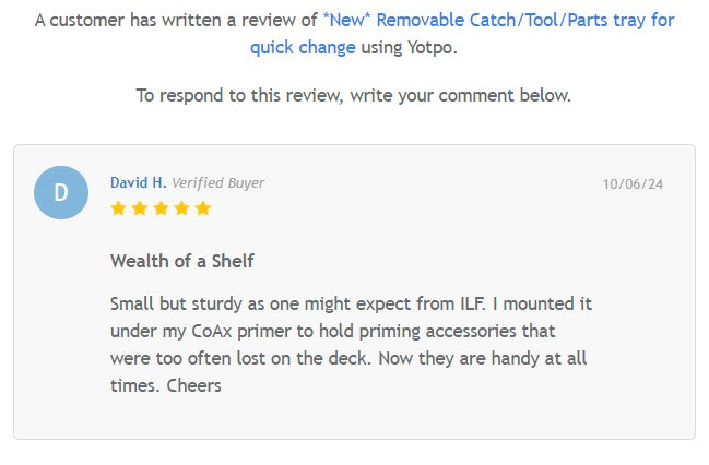 Removable Catch/Tool/Parts tray for quick change