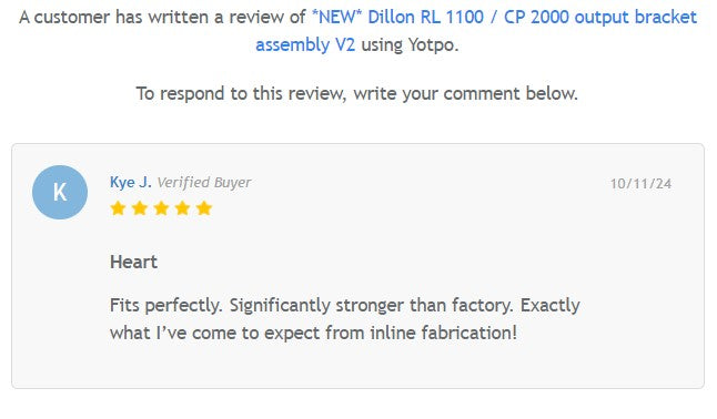 Output Bracket Assembly (V2) for Dillon RL 1100 and CP 2000 presses (RL1100, CP2000)