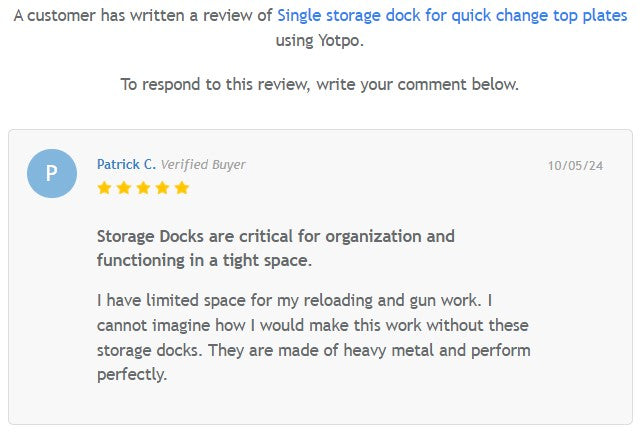 Single Storage Dock for Quick Change Top Plates