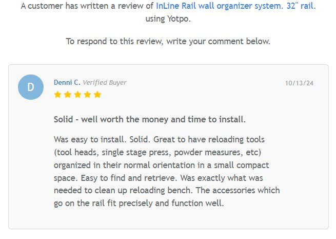 InLine Rail wall organizer system. 32" rail.