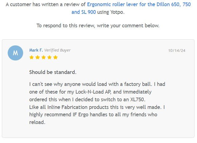 Ergonomic Roller Lever for Dillon XL 650, XL 750 and SL 900 presses