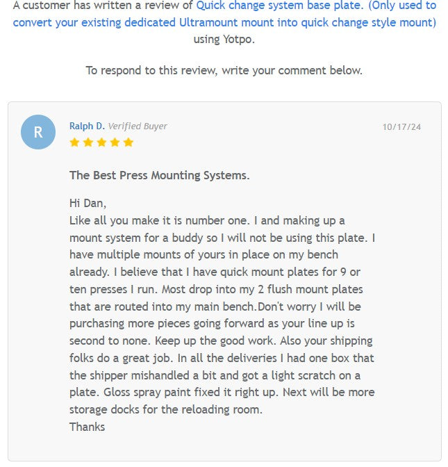 Quick change system base plate. Baseplate (Only used to convert your existing dedicated Ultramount mount into quick change style mount)
