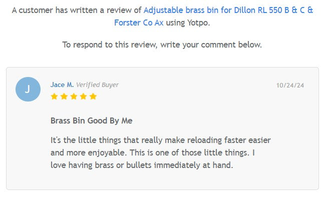 Adjustable brass bin for Dillon RL 550 B & C, Forster Co Ax & SAC NEXUS
