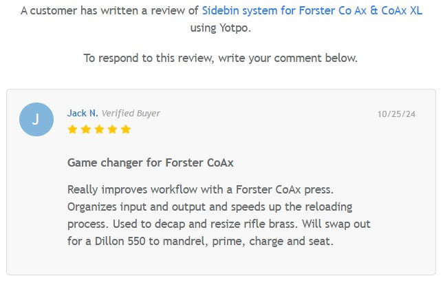 Sidebin system for Forster Co Ax & CoAx XL