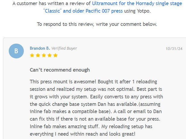 Ultramount™ Press Riser for Hornady Lock-N-Load "Classic" Single Stage press and older Hornady/Pacific 007 press