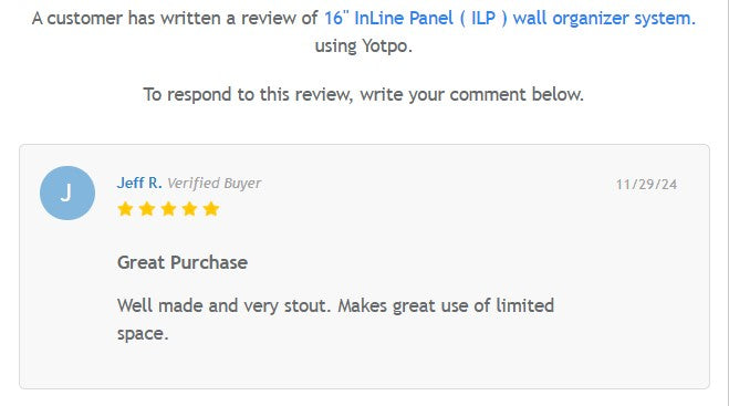 16" InLine Panel ( ILP ) Wall Organizer System