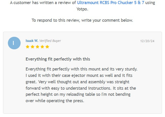 Ultramount™ Press Riser for RCBS Pro Chucker 5 press and RCBS Pro Chucker 7 press