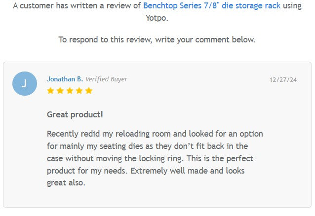 Benchtop Series 7/8" Die Storage Rack