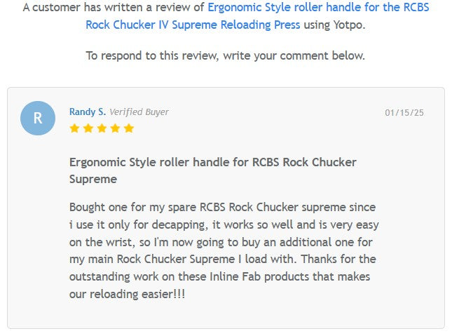Ergonomic Style roller handle for the RCBS Rock Chucker IV Supreme Reloading Press
