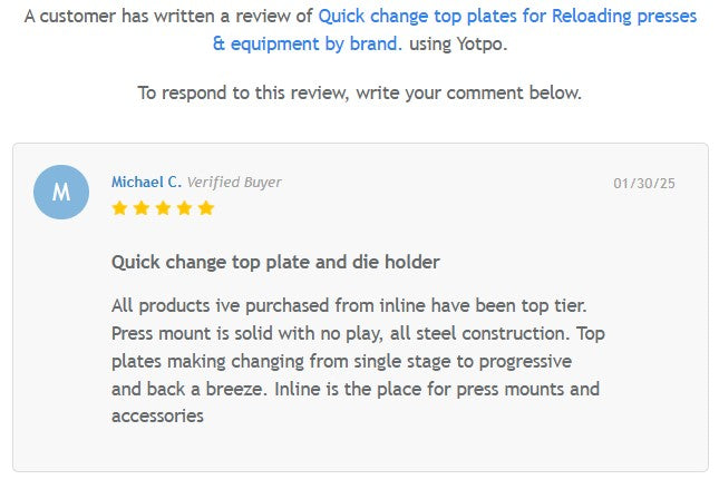 Quick change top plates for Reloading presses & equipment by BRAND