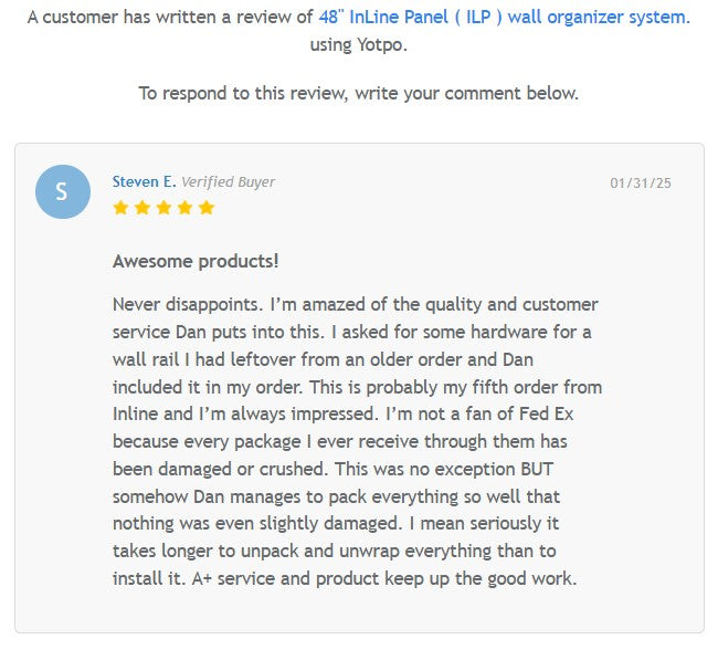 48" InLine Panel ( ILP ) Wall Organizer System