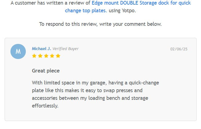 Edge Mount DOUBLE Storage Dock for Quick Change Top Plates