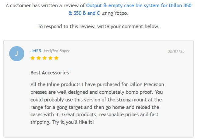 Output & Empty Case Bin System for Dillon RL 450 and RL 550 B & C presses (RL450, RL550)