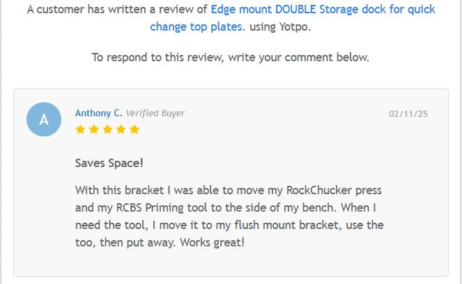 Edge Mount DOUBLE Storage Dock for Quick Change Top Plates