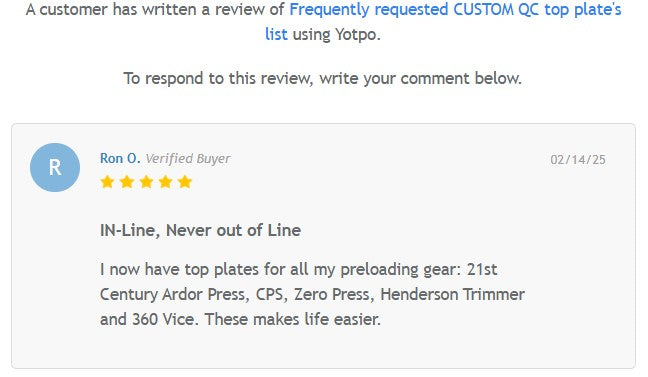 Frequently requested CUSTOM QC top plate's list