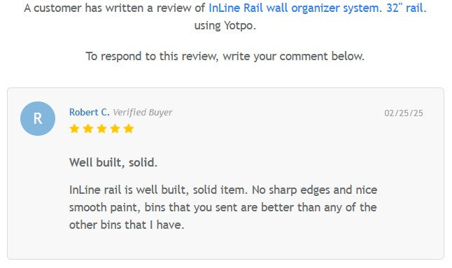 InLine Rail wall organizer system. 32" rail.