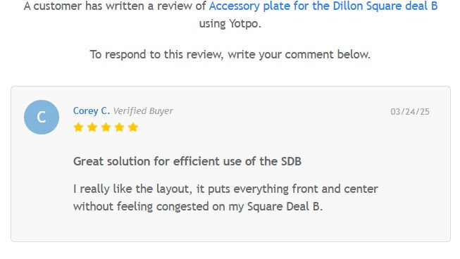 Accessory Plate for Dillon Square Deal B press w/ Blue Bin & Bin Barrier