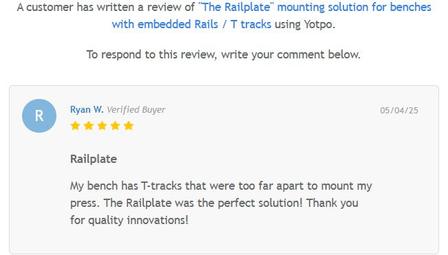 "Railplate" mounting solution for benches with embedded Rails / T tracks