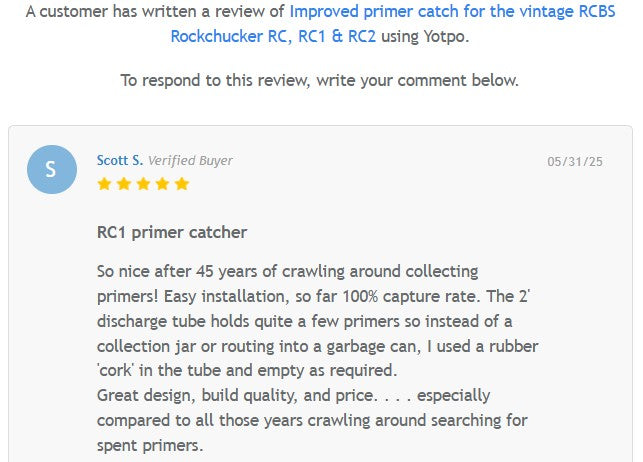 Improved primer catch for the vintage RCBS Rockchucker RC, RC1 & RC2