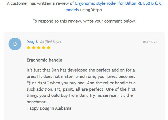 Ergonomic Roller Lever for Dillon RL 550 B & C presses and Dillon RL 450 press