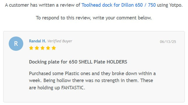 Toolhead Dock for Dillon XL 650 & XL 750 presses (XL650, XL750)