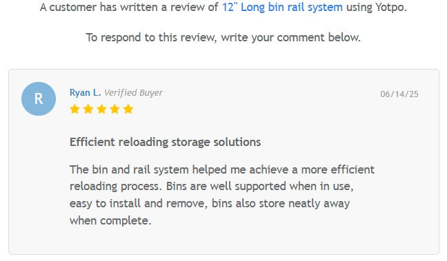 12" Long bin rail system