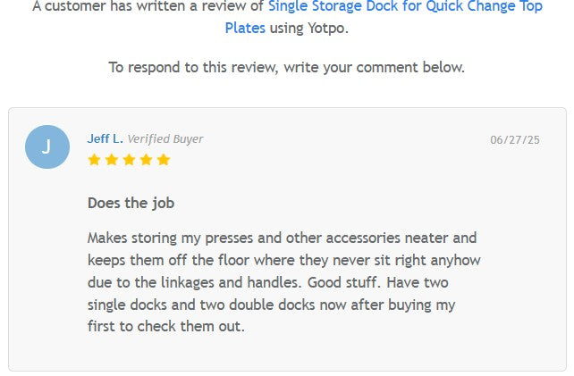 Single Storage Dock for Quick Change Top Plates