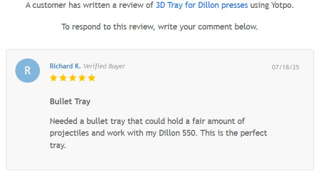 3D Tray for Dillon presses