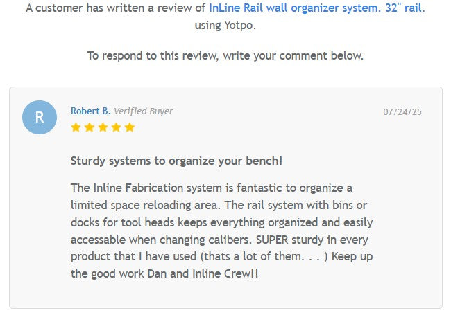 InLine Rail wall organizer system. 32" rail.