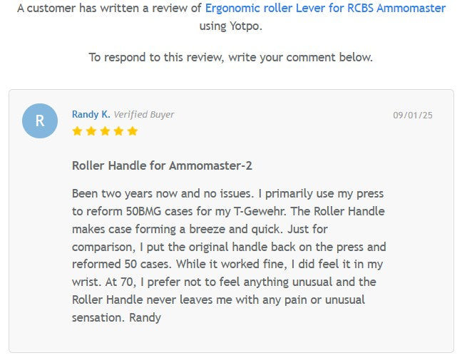 Ergonomic roller Lever for RCBS Ammomaster