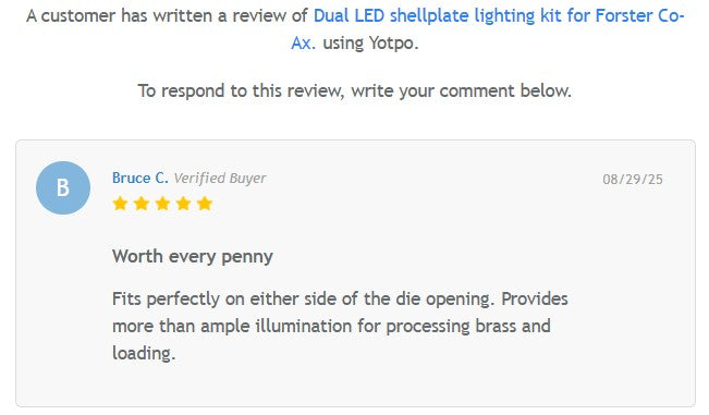 Dual LED Shell Plate Lighting Kit for the Forster Co-Ax press